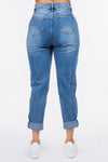 American Bazi High Waist Pleated Waist Mom Jeans Jeans Trendsi   