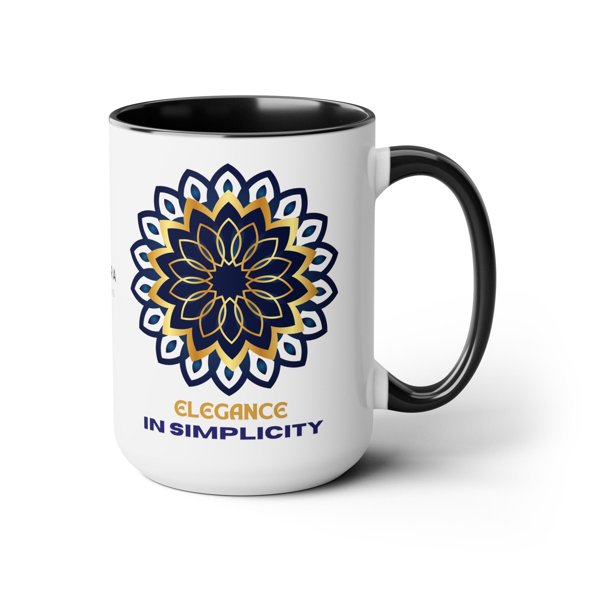 ELEGANCE IN SIMPLICITY MANDALA Two-Tone Coffee Mugs, 15oz 15oz Two-Tone Mug Printify   