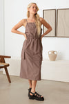 Tasha Apparel Adjustable Strap Waist Drawstring Cargo Midi Dress Midi Dress Trendsi Mocha XS 