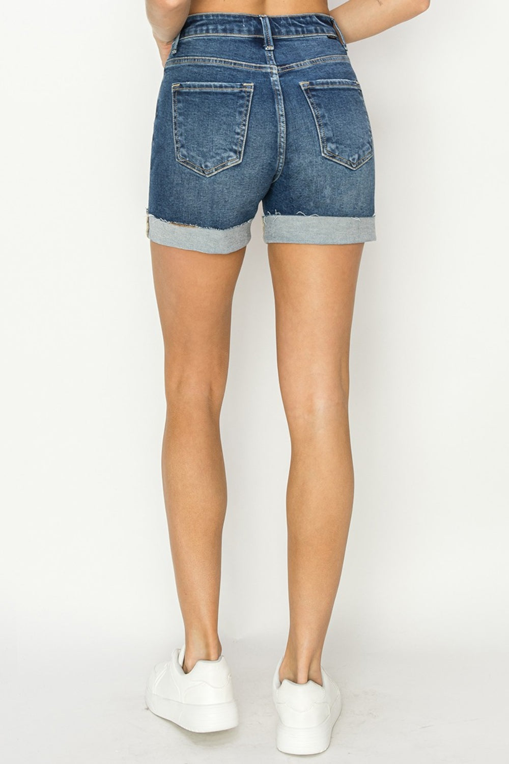 RISEN High Rise Cuffed Denim Shorts Denim Shorts Trendsi   