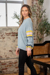 Sew In Love Full Size Contrast Stripes Long Sleeve Sweater Sweater Trendsi   