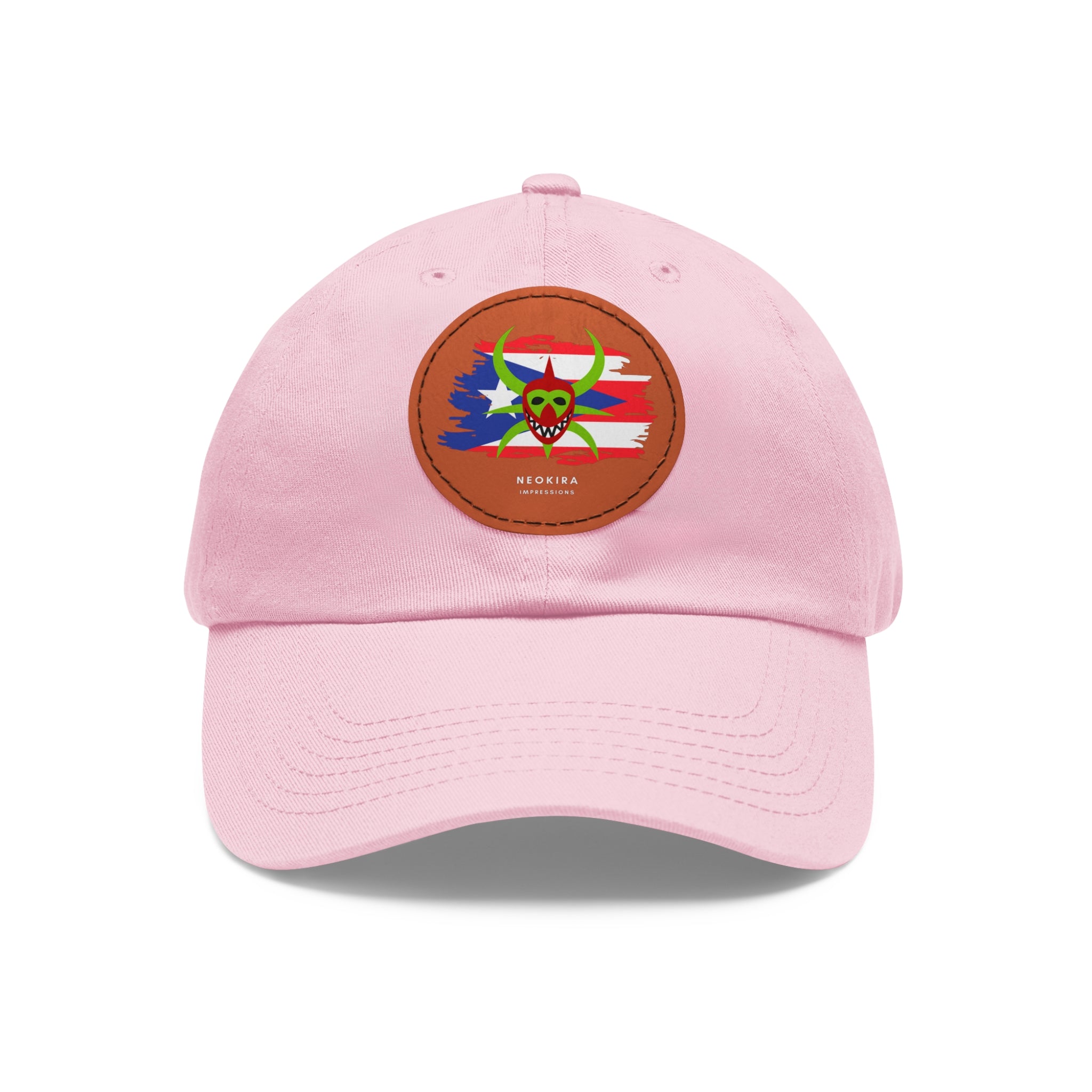 VEJIGANTE Dad Hat with Leather Patch (Round) Caps Printify Light Pink / Light Brown patch Circle One size