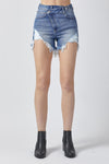 RISEN Raw Hem Asymmetrical Waist Denim Shorts Denim Shorts Trendsi   