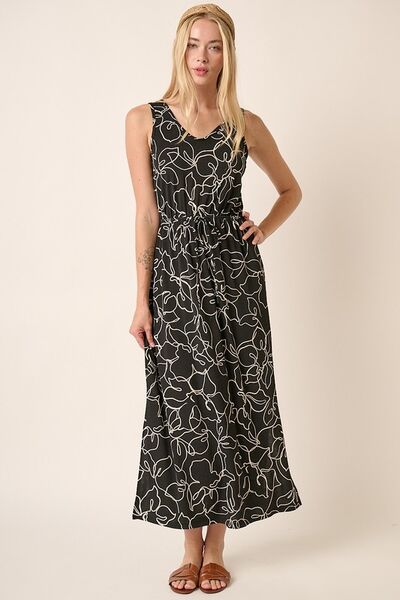 Mittoshop Side Slit Flower Print V-Neck Sleeveless Dress - NeoKira Unlimited