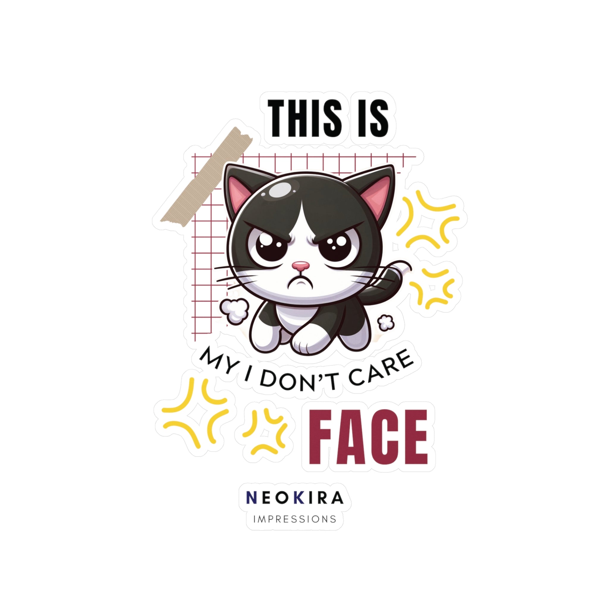 THIS IS MY I DON'T CARE FACE Kiss-Cut Vinyl Decals Paper products Printify   