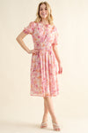 And The Why Full Size Smocked Waist Printed Midi Dress Midi Dress Trendsi Pink Multi S 