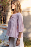 In February Textured Tie Neck Blouse Blouse Trendsi   