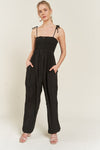 Jade By Jane Smocked Tie Strap Jumpsuit Jumpsuits Jade By Jane BLACK S 