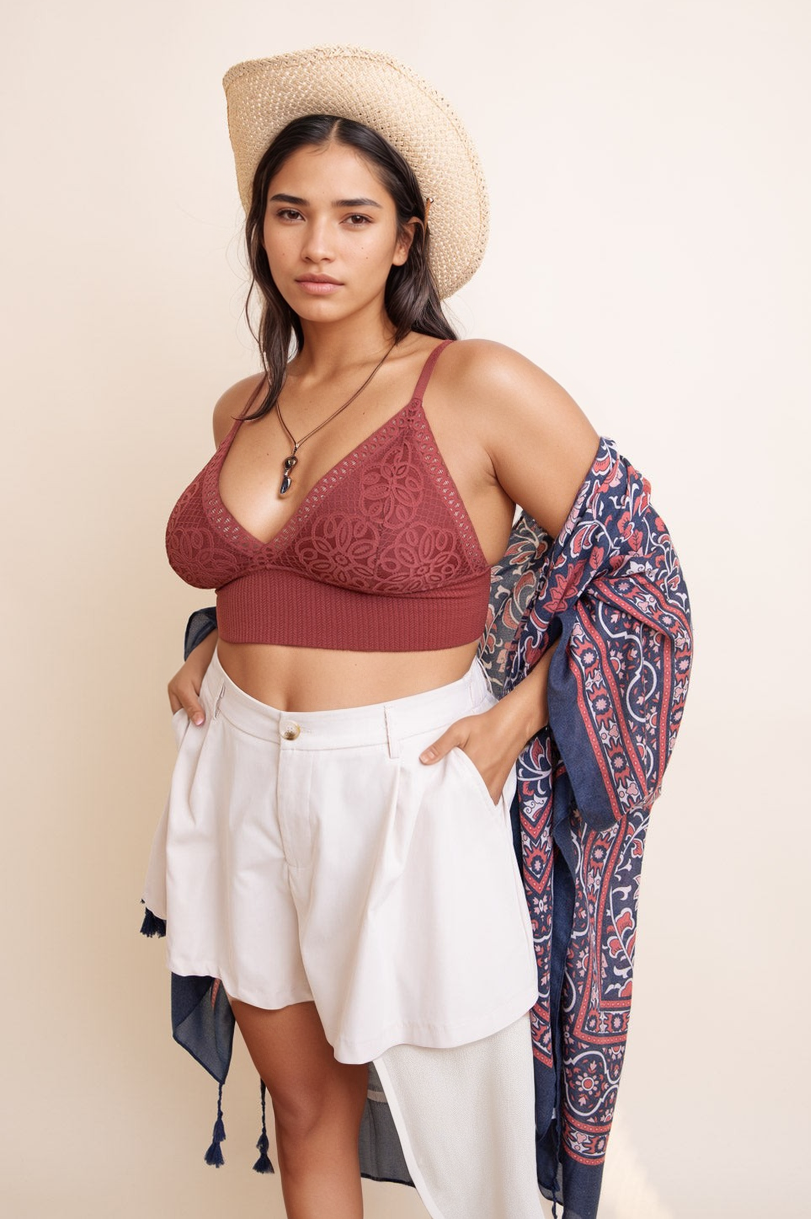 Curvy Waistband Loop Lace Brami – Elegant Plus Size Lace Detail - NeoKira Unlimited