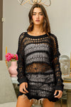 BiBi Long Sleeve Knit Cover Up Cover Up Trendsi   