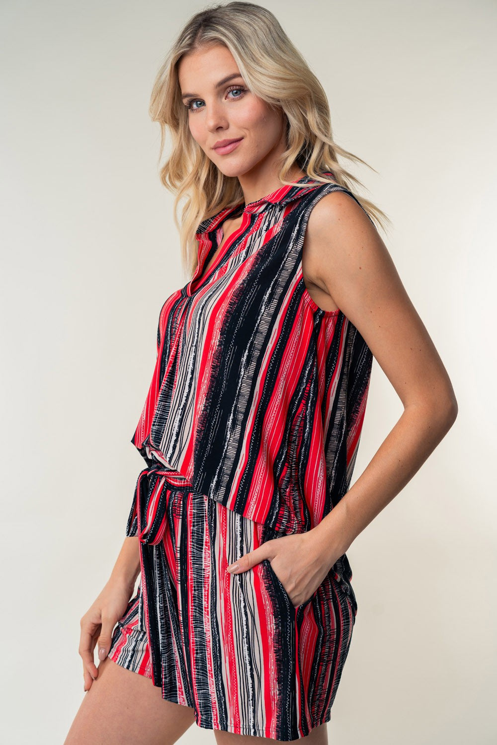 White Birch Full Size High Waisted Striped Shorts - NeoKira Unlimited