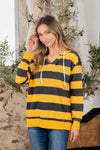 Full Size Drawstring Striped Long Sleeve Hoodie Hoodie Trendsi   