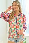 First Love Full Size Floral Button Down Satin Shirt Shirt Trendsi Multi S 