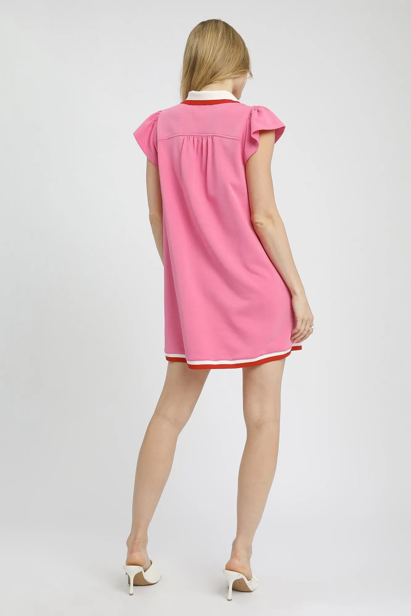 Umgee Sporty Chic Pink Mini Dress with Contrast Trim - NeoKira Unlimited