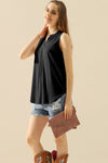 Ninexis Full Size Notched Sleeveless Top Top Trendsi BLACK S 