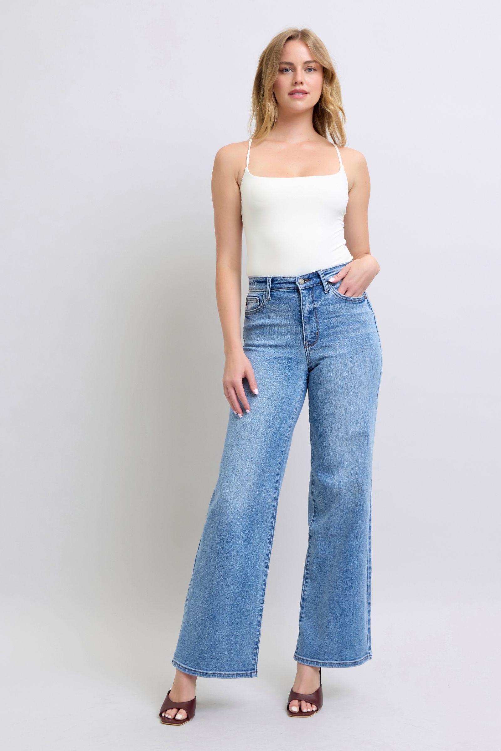 Judy Blue Full Size Wide Leg Jeans with Pockets - NeoKira Unlimited