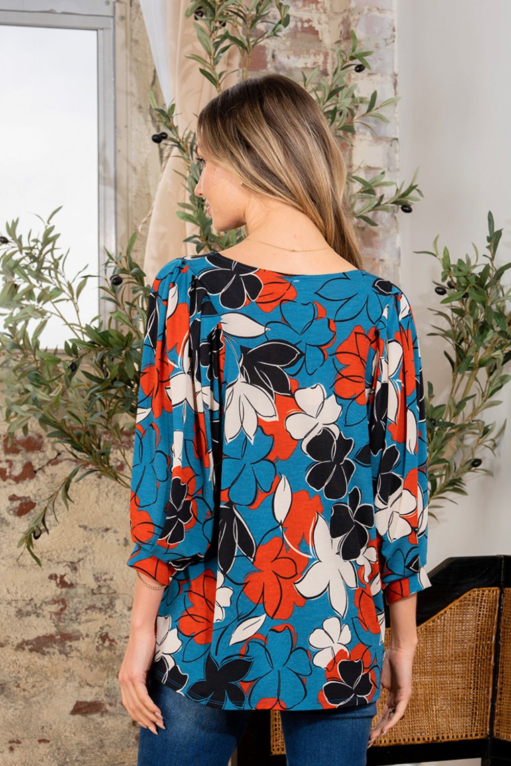 Sew In Love Full Size Printed Boat Neck Blouse Blouse Trendsi   