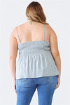 Zenobia Plus Size Frill Smocked Floral Sweetheart Neck Cami Top Trendsi   