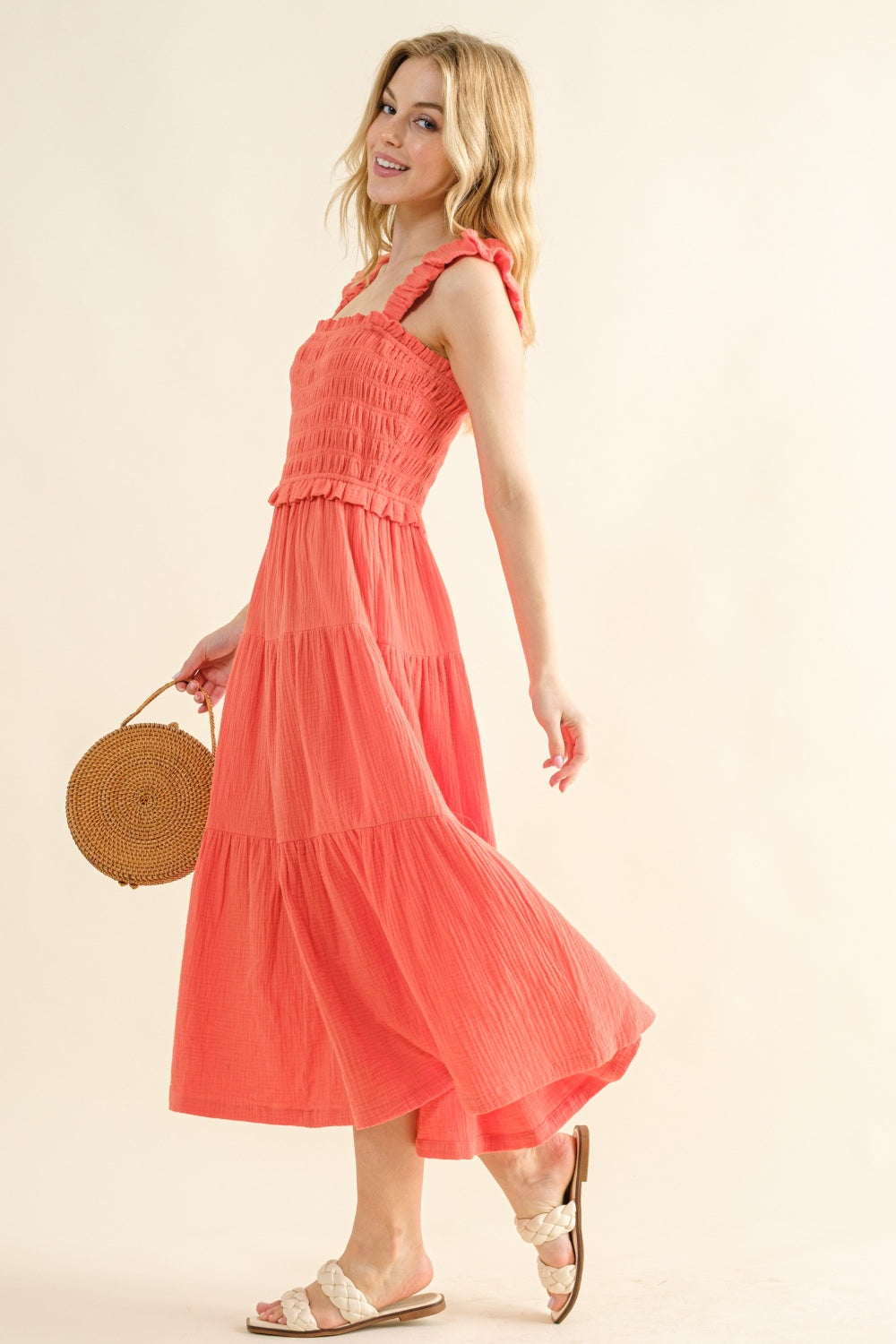 And The Why Smocked Ruffled Tiered Dress Maxi Dress Trendsi   