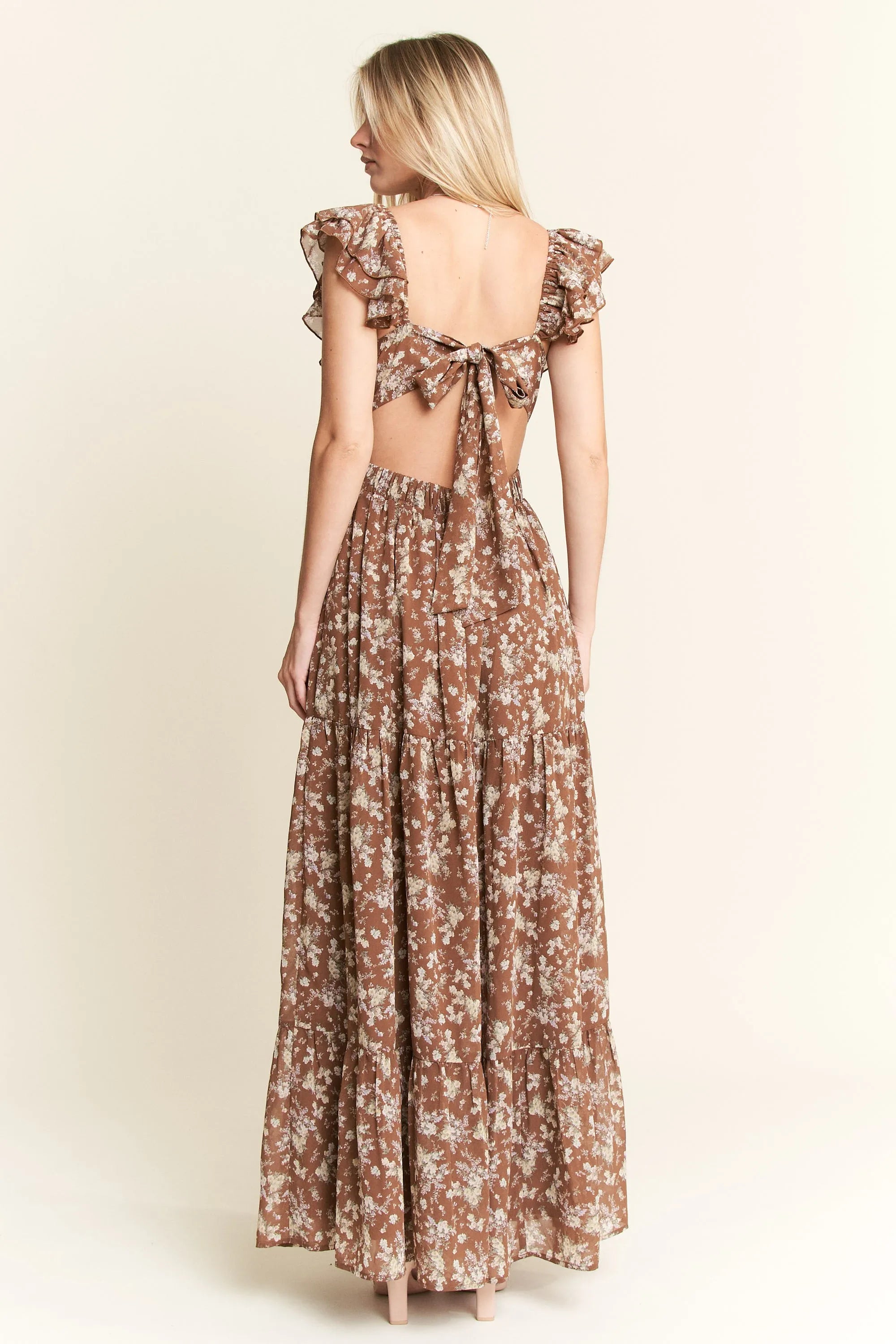 Jade By Jane Boho Chic Vintage Floral Maxi Dress – Romantic Tiered Ruffle Garden Gown - NeoKira Unlimited