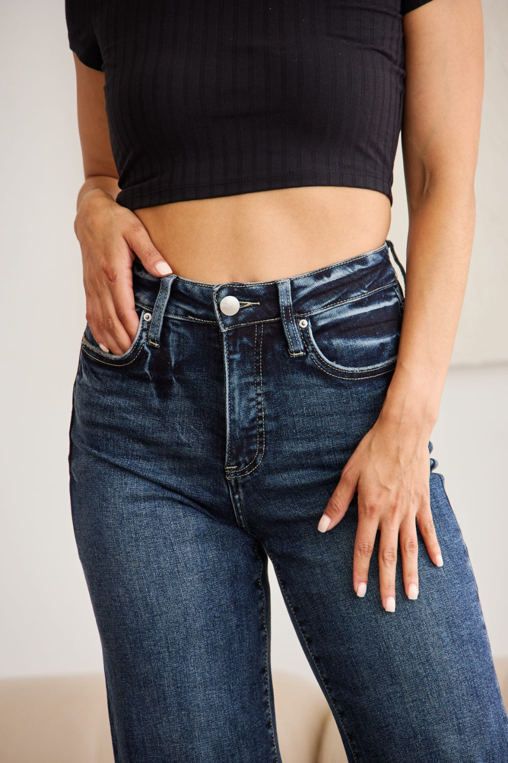 RFM Full Size Tummy Control High Waist Raw Hem Jeans - NeoKira Unlimited