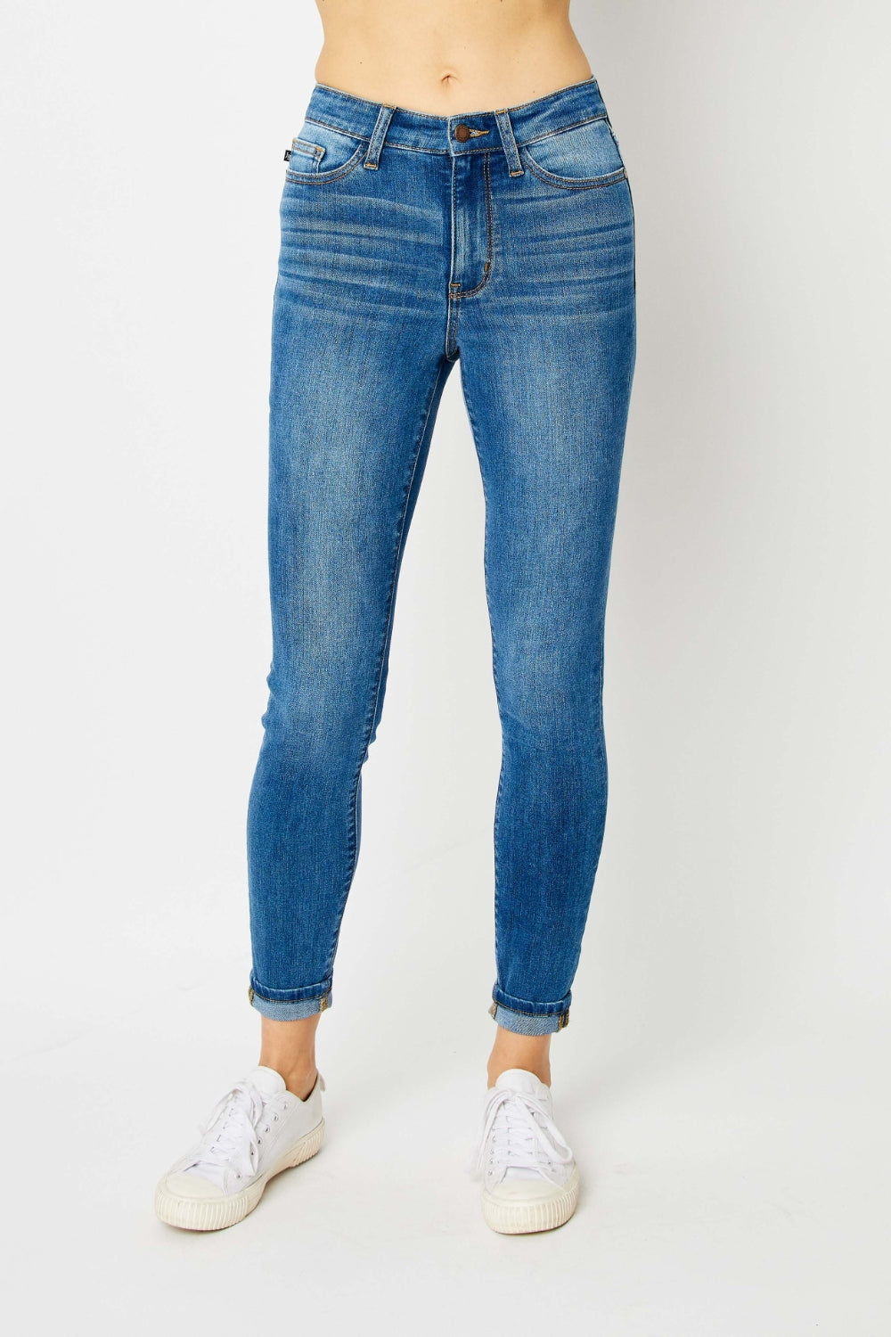 Judy Blue Full Size Cuffed Hem Low Waist Skinny Jeans - NeoKira Unlimited