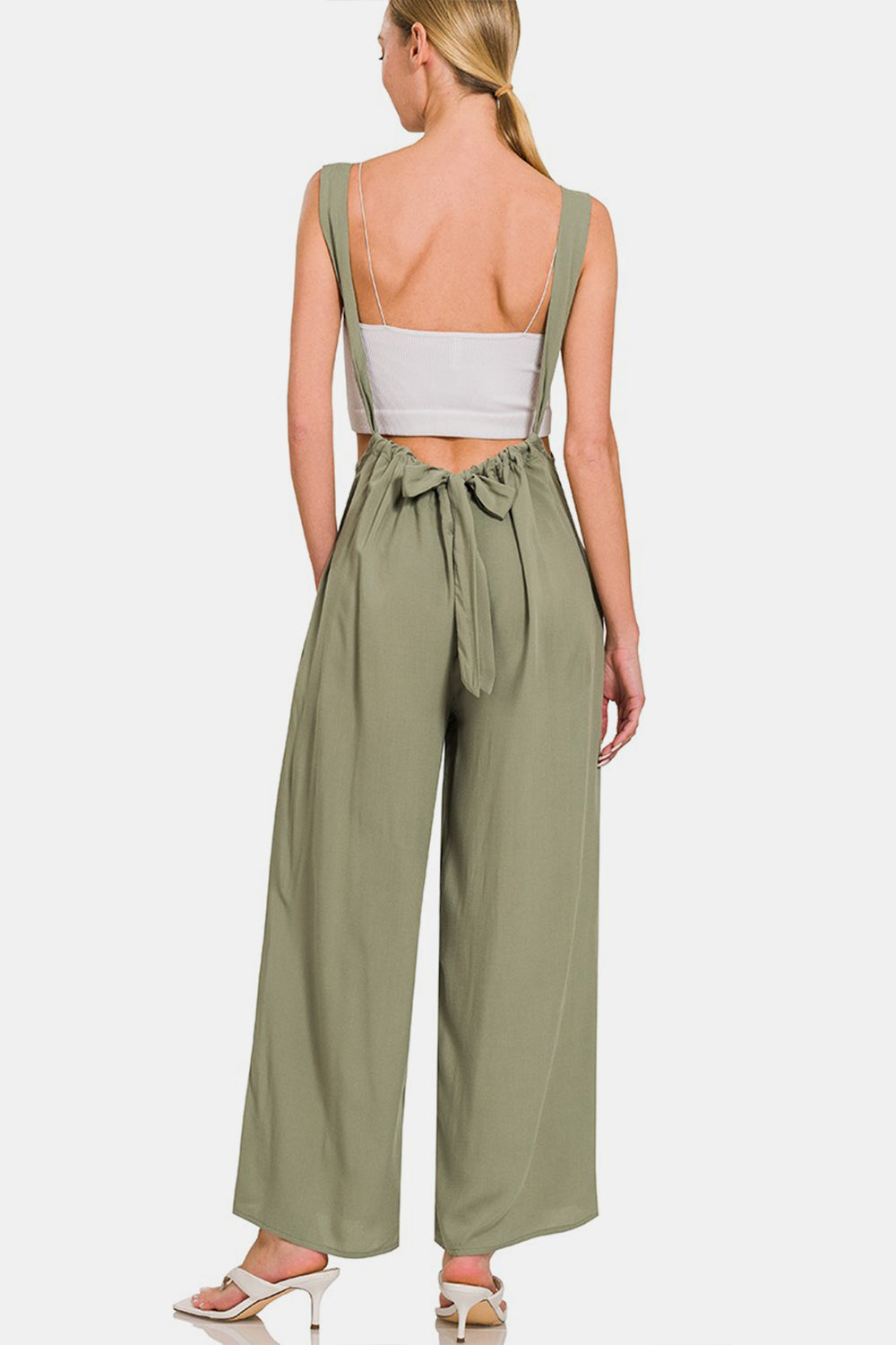 Zenana Pocketed Wide Strap Wide Leg Overalls Overalls Trendsi   