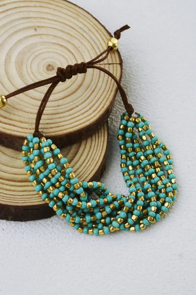 Turquoise Gold Layered Boho Bracelet - NeoKira Unlimited