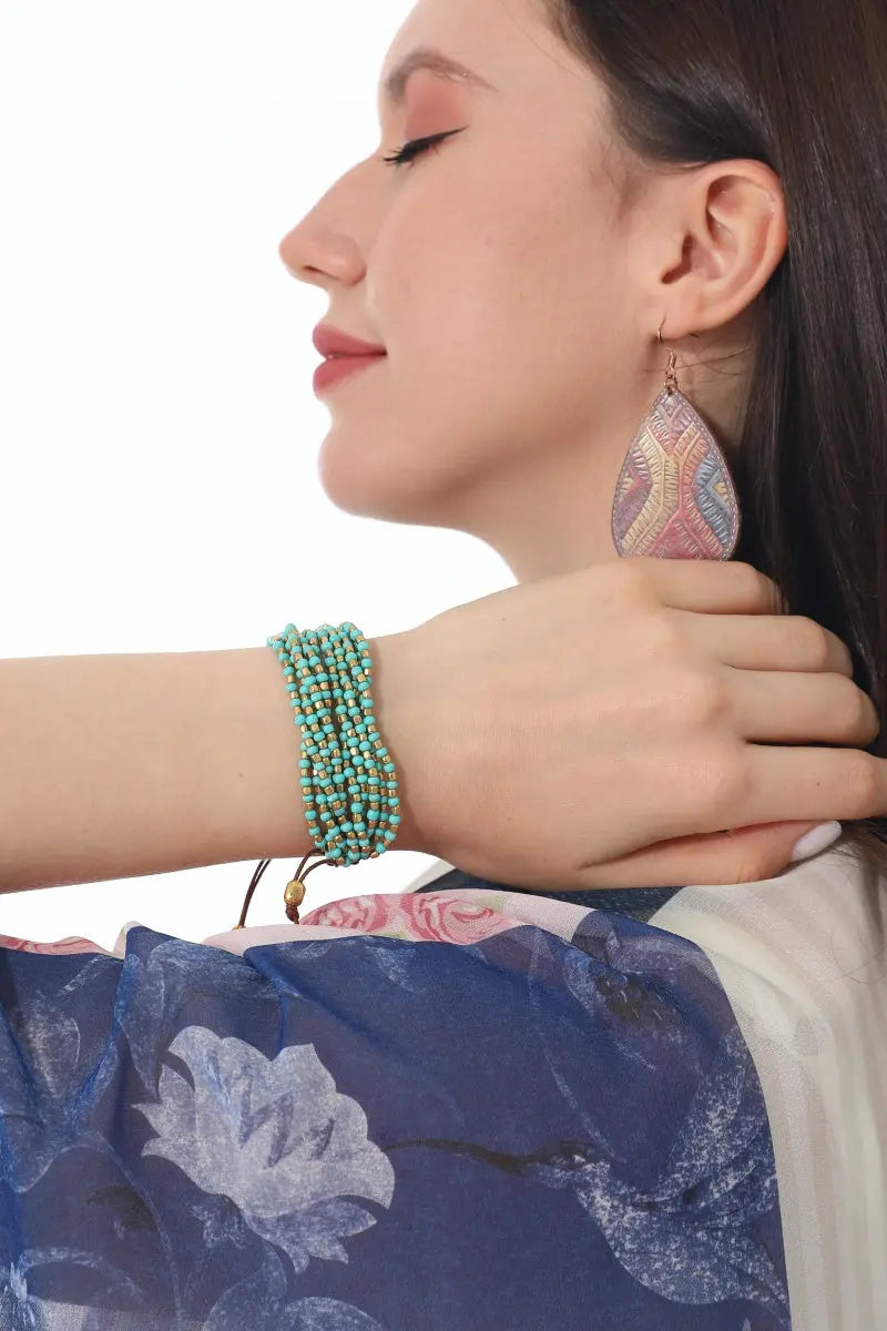 Turquoise Gold Layered Boho Bracelet - NeoKira Unlimited