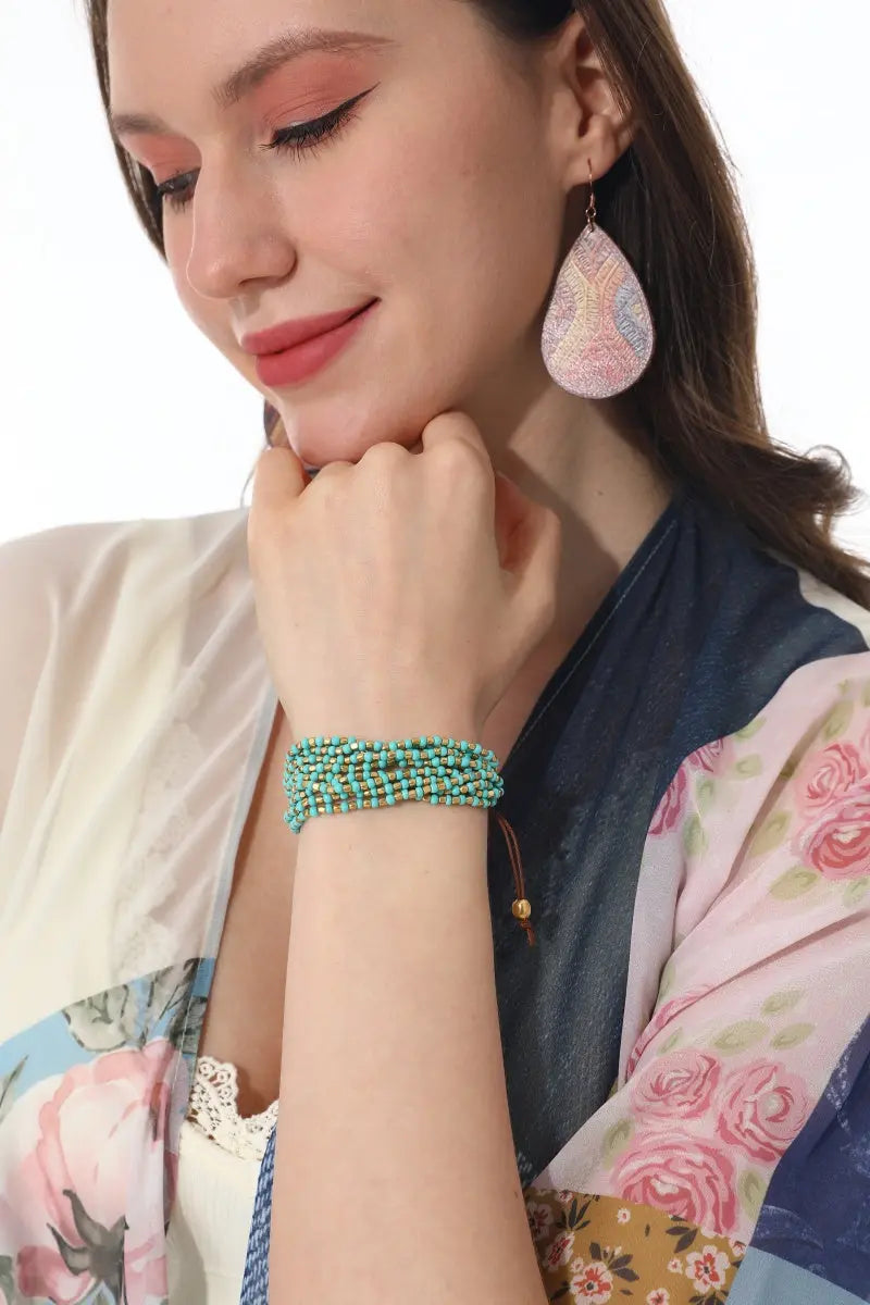 Turquoise Gold Layered Boho Bracelet - NeoKira Unlimited