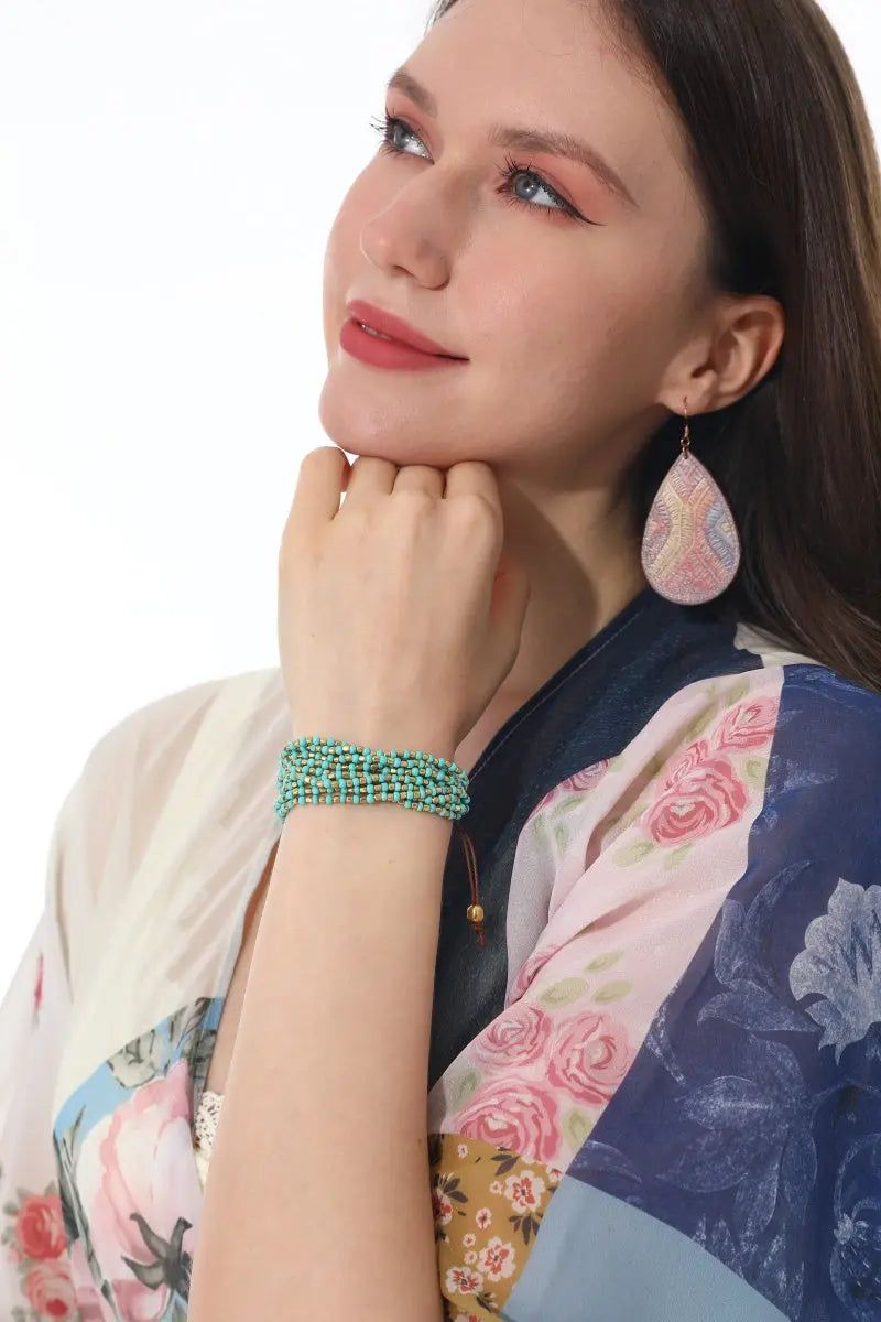 Turquoise Gold Layered Boho Bracelet - NeoKira Unlimited