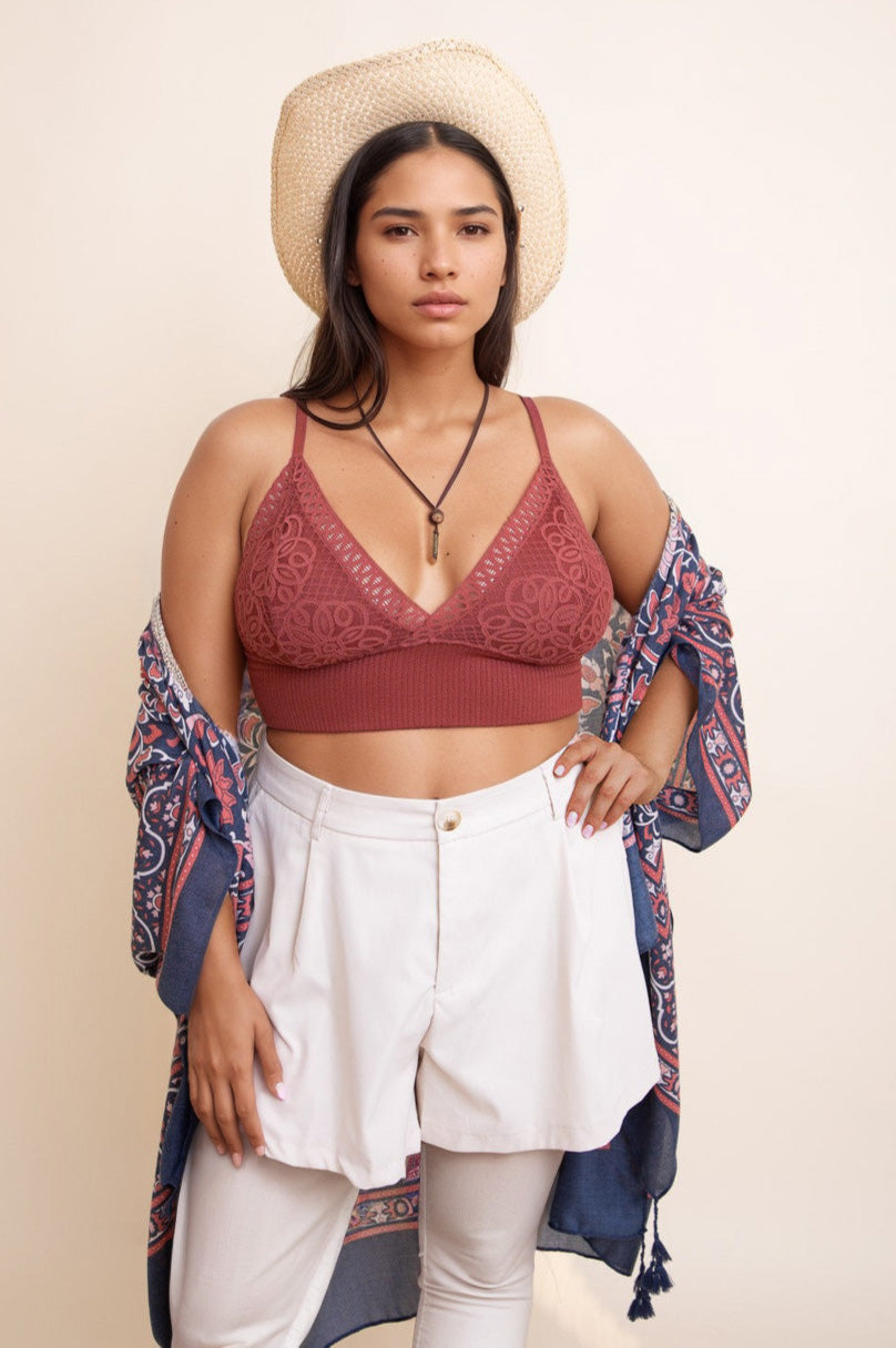 Curvy Waistband Loop Lace Brami – Elegant Plus Size Lace Detail - NeoKira Unlimited