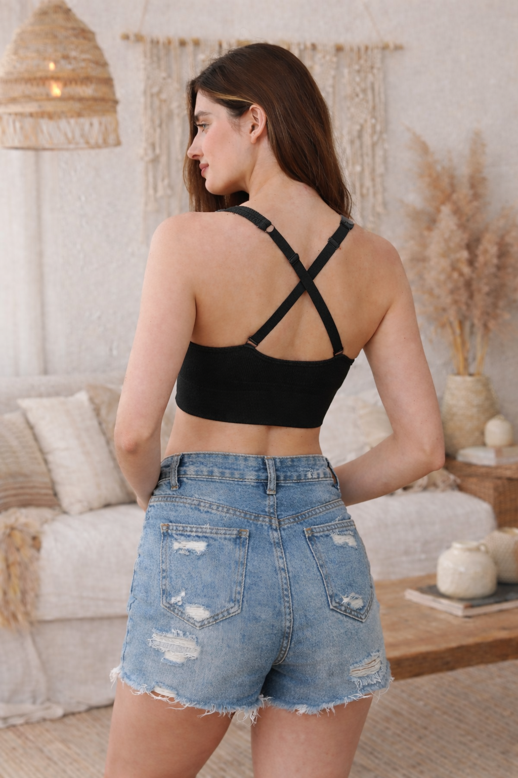Soft Whisper: Seamless Ribbed Lace Trim Bralette - NeoKira Unlimited