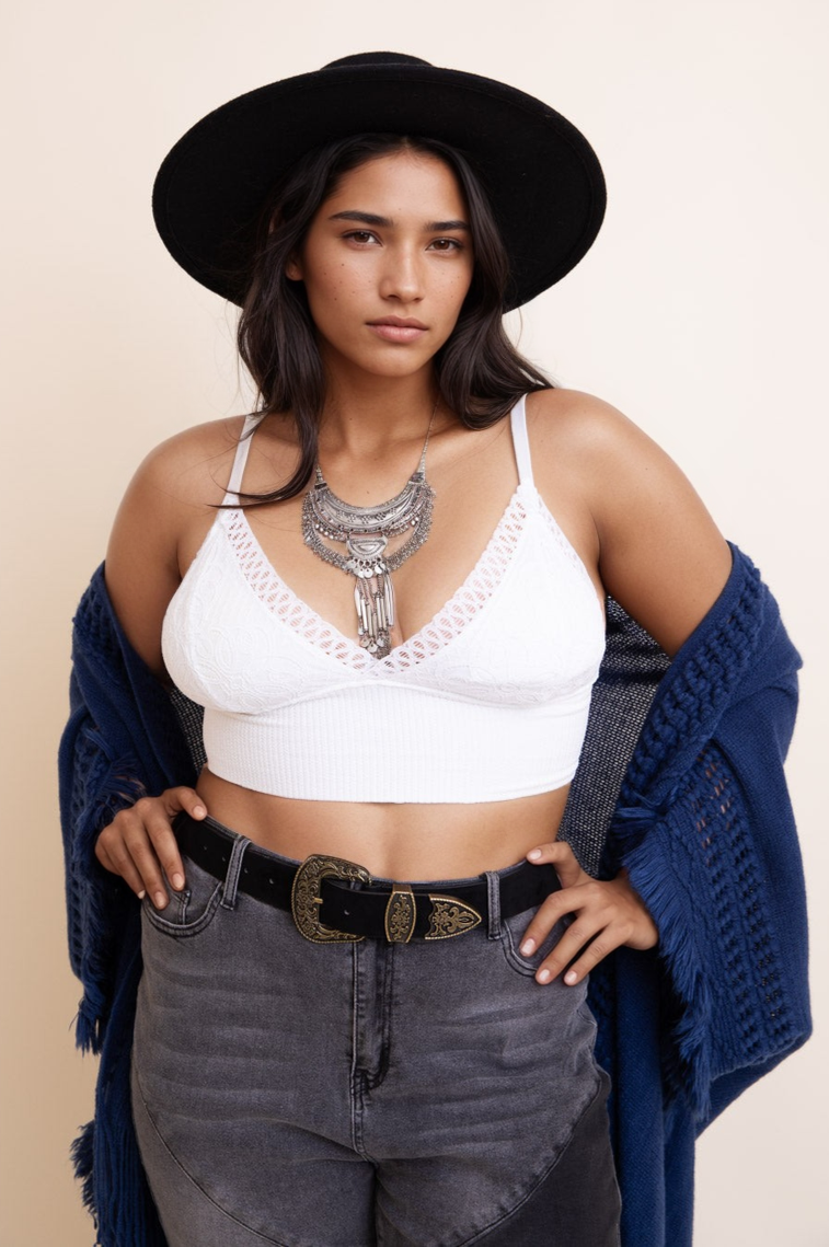 Curvy Waistband Loop Lace Brami – Elegant Plus Size Lace Detail - NeoKira Unlimited