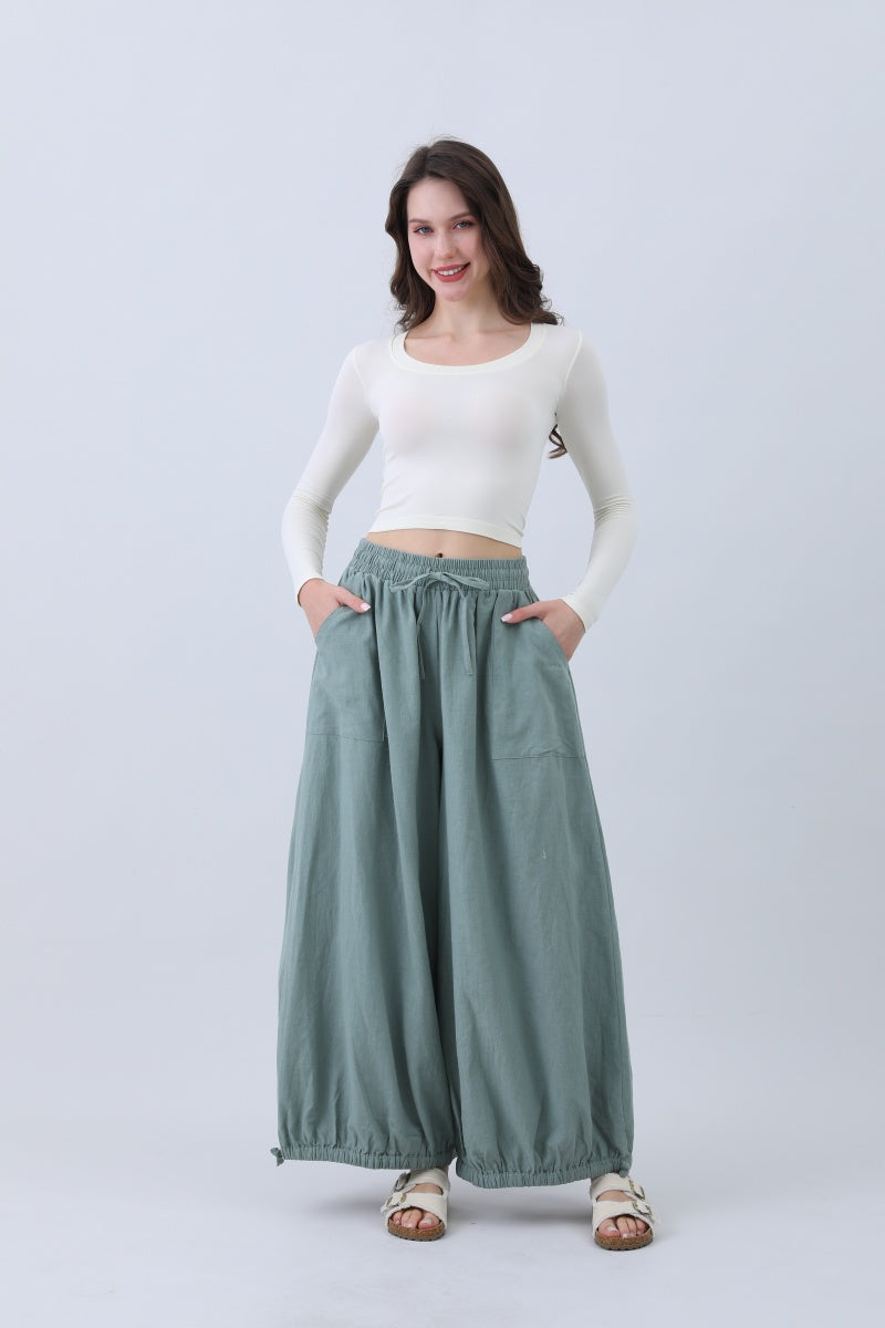Women's Linen Pants – Relaxed Fit with Adjustable Cuffs - NeoKira Unlimited