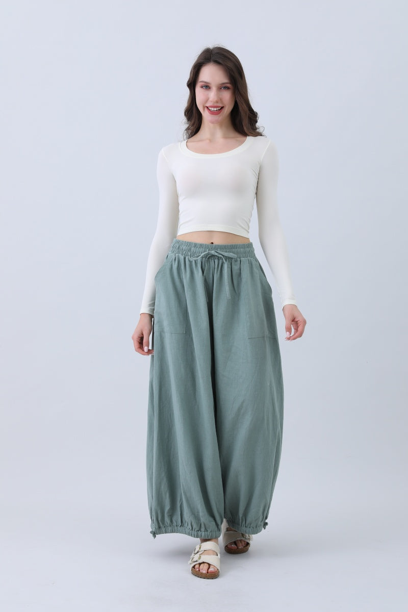Women's Linen Pants – Relaxed Fit with Adjustable Cuffs - NeoKira Unlimited