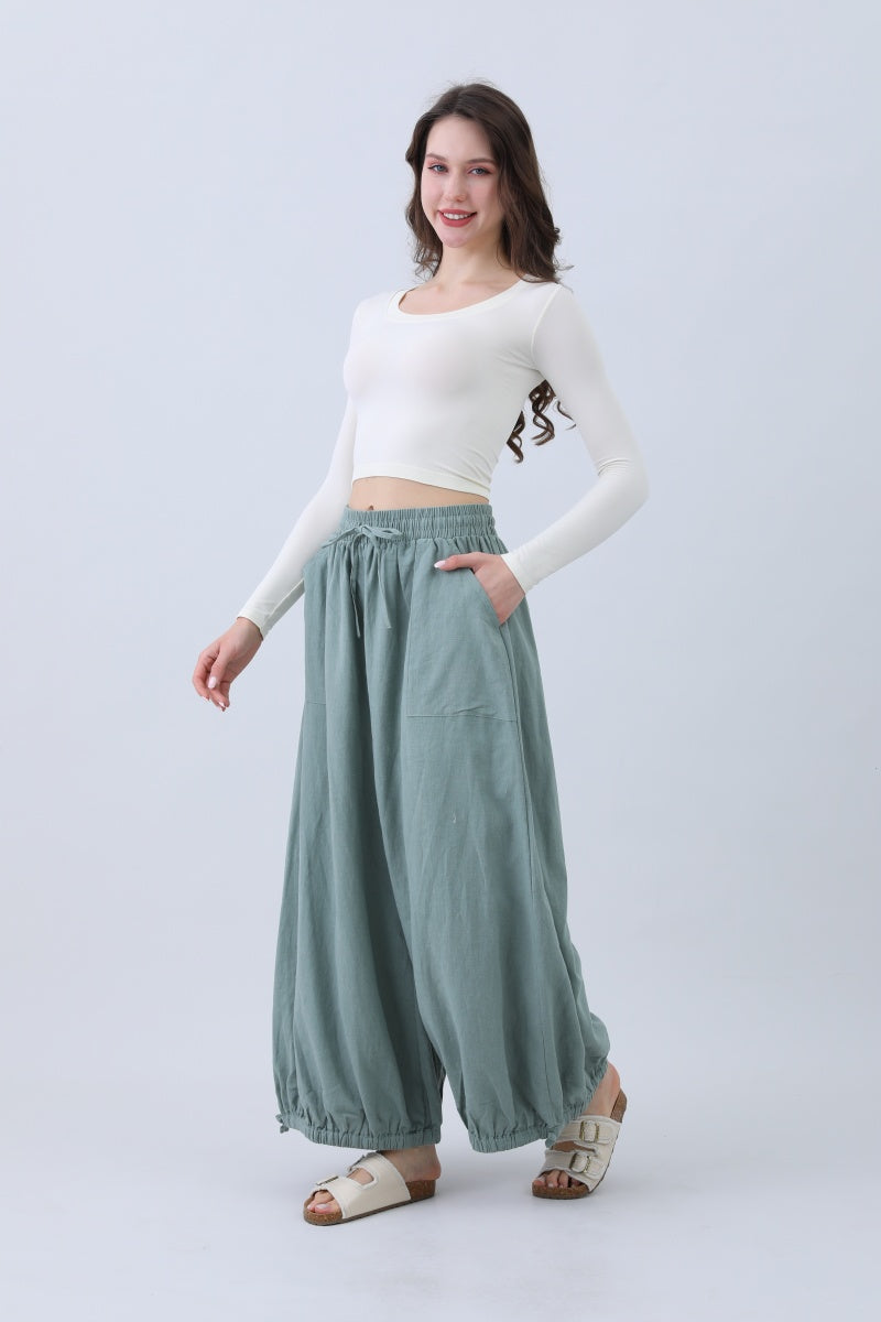 Women's Linen Pants – Relaxed Fit with Adjustable Cuffs - NeoKira Unlimited