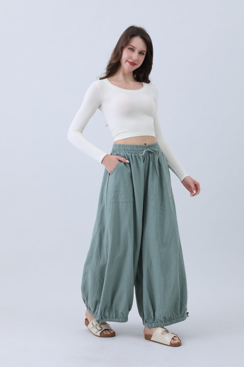 Women's Linen Pants – Relaxed Fit with Adjustable Cuffs - NeoKira Unlimited