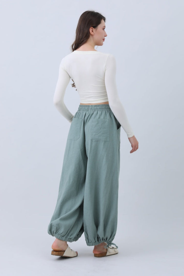Women's Linen Pants – Relaxed Fit with Adjustable Cuffs - NeoKira Unlimited
