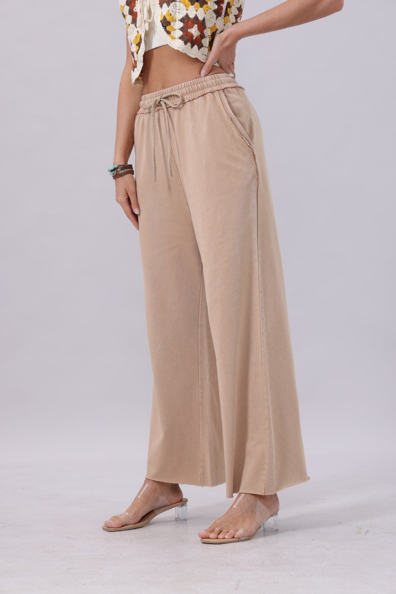 Acid Wash Wide-Leg Sweatpants – Relaxed Fit with Raw Hem - NeoKira Unlimited