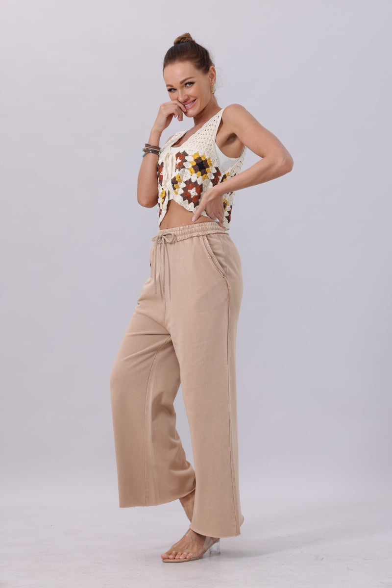 Acid Wash Wide-Leg Sweatpants – Relaxed Fit with Raw Hem - NeoKira Unlimited