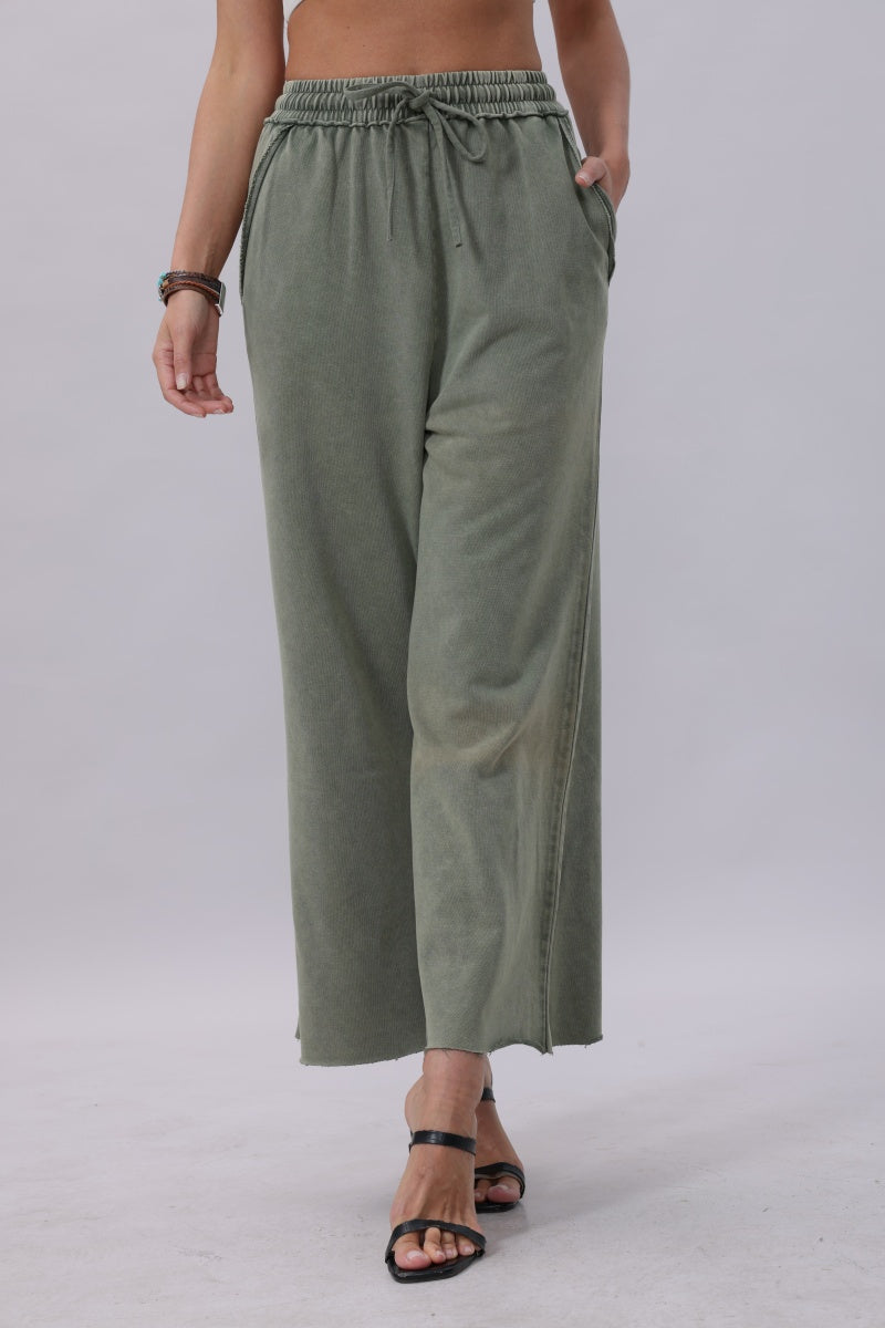 Acid Wash Wide-Leg Sweatpants – Relaxed Fit with Raw Hem - NeoKira Unlimited
