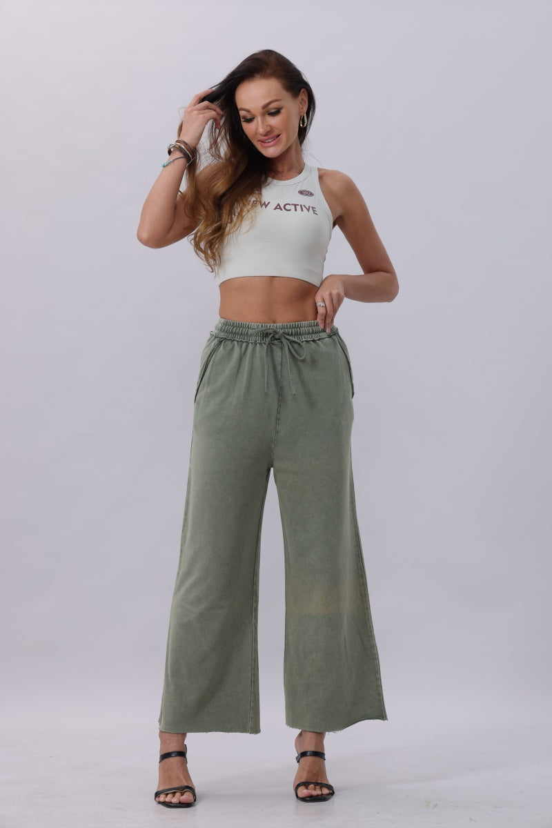 Acid Wash Wide-Leg Sweatpants – Relaxed Fit with Raw Hem - NeoKira Unlimited