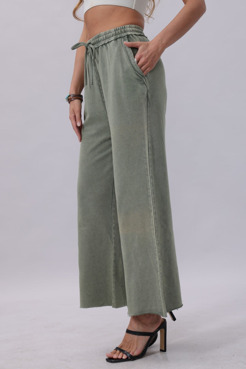 Acid Wash Wide-Leg Sweatpants – Relaxed Fit with Raw Hem - NeoKira Unlimited