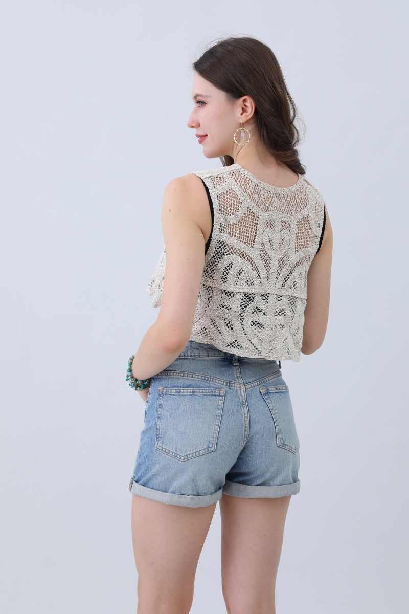 Crochet Boho Crop Top – Artisan Side-Tie Detail - NeoKira Unlimited