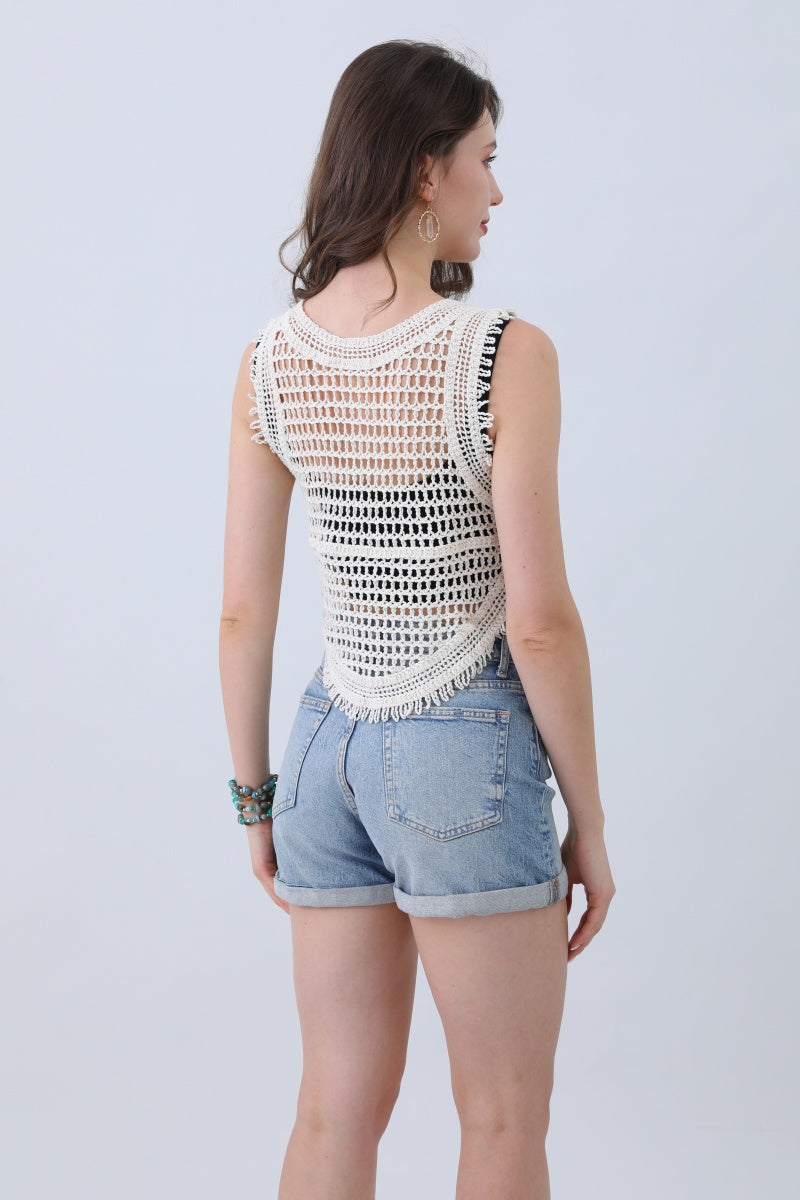 Boho Crochet Vest – Cotton Lace Summer Essential - NeoKira Unlimited