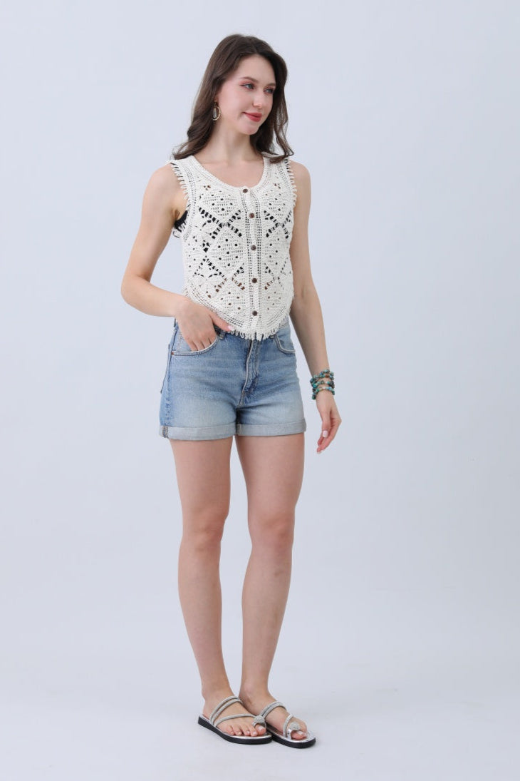 Boho Crochet Vest – Cotton Lace Summer Essential - NeoKira Unlimited
