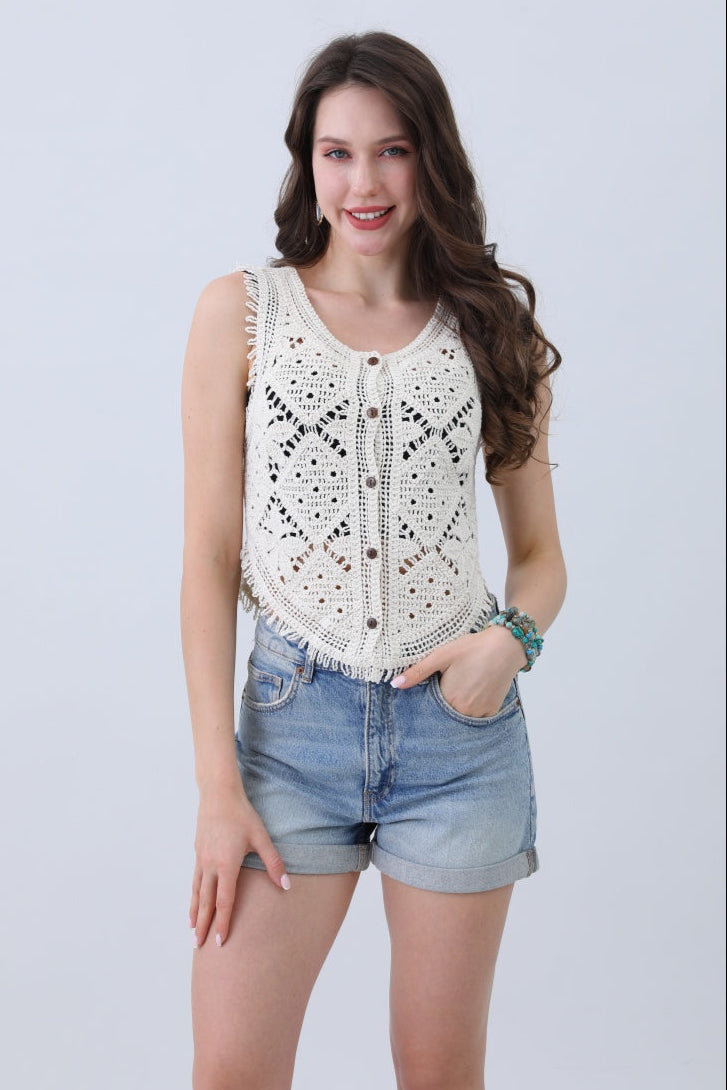Boho Crochet Vest – Cotton Lace Summer Essential - NeoKira Unlimited