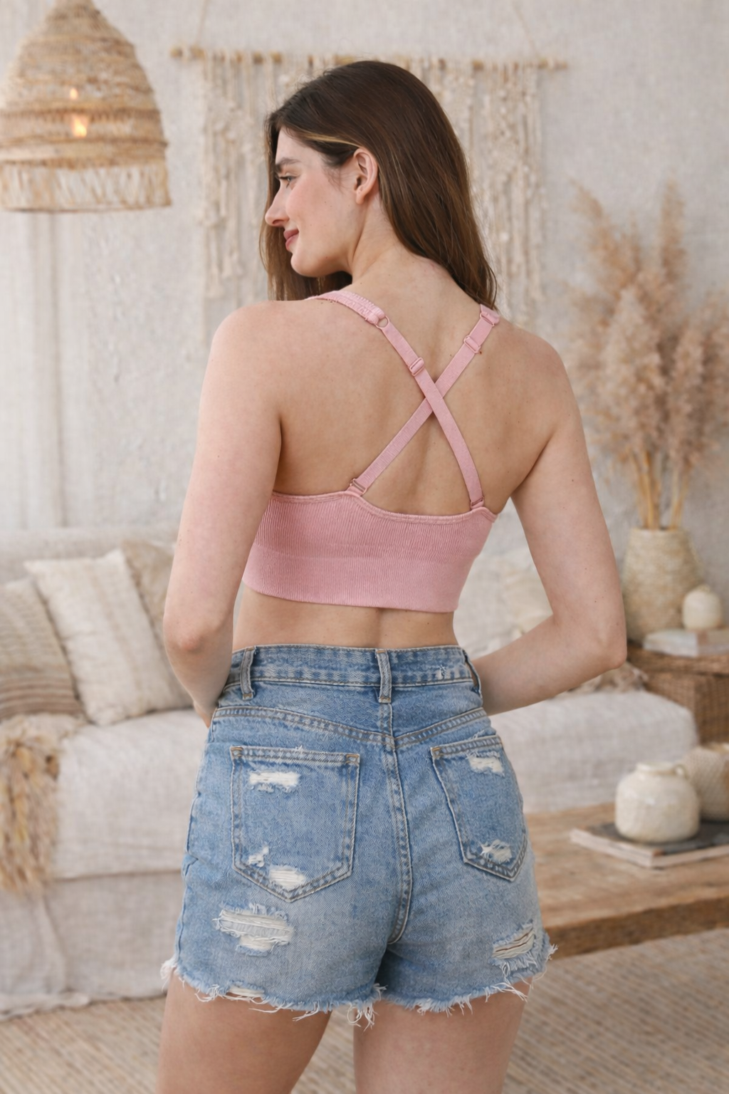 Soft Whisper: Seamless Ribbed Lace Trim Bralette - NeoKira Unlimited