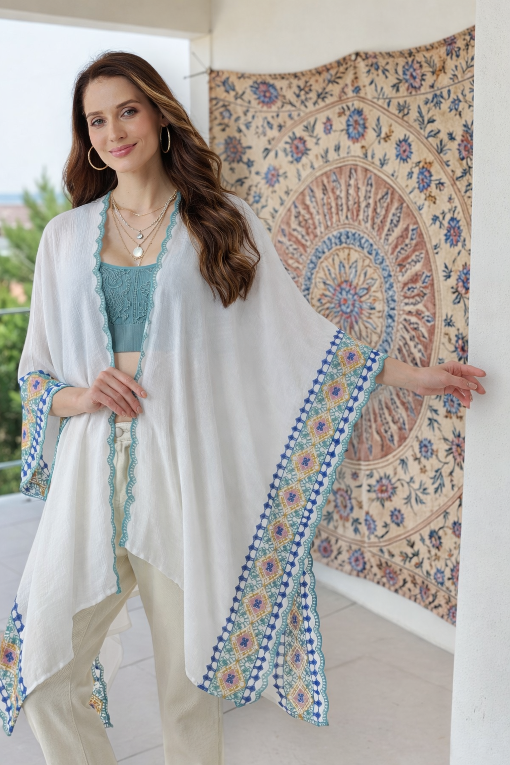 Gypsy Soul: Bohemian Embroidered Trim Kimono - NeoKira Unlimited